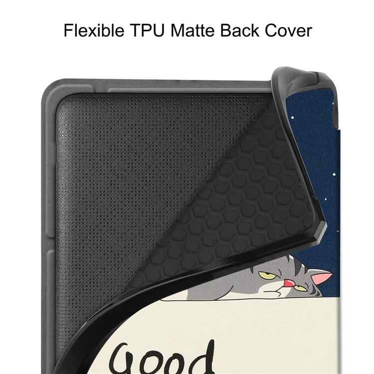 Étui de Protection avec Impression de Motifs Origami PU Cuir + TPU avec Fonction Réveil/Veille Automatique pour Kobo Sage - Chat
