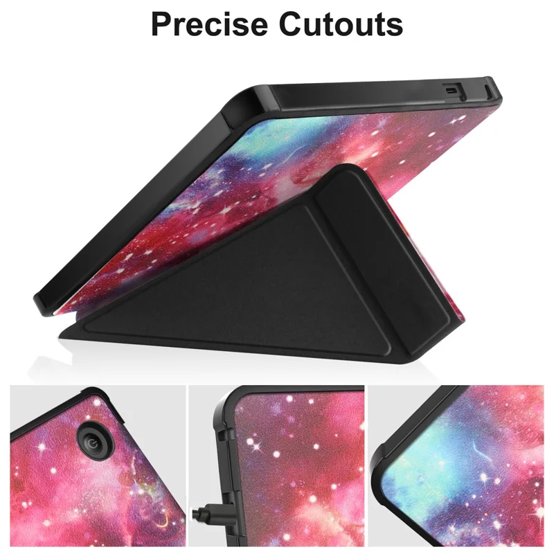 Mønstertrykt Origami ståplade PU læder + TPU hylster med automatisk tænd/sluk til Kobo Sage - Nebula