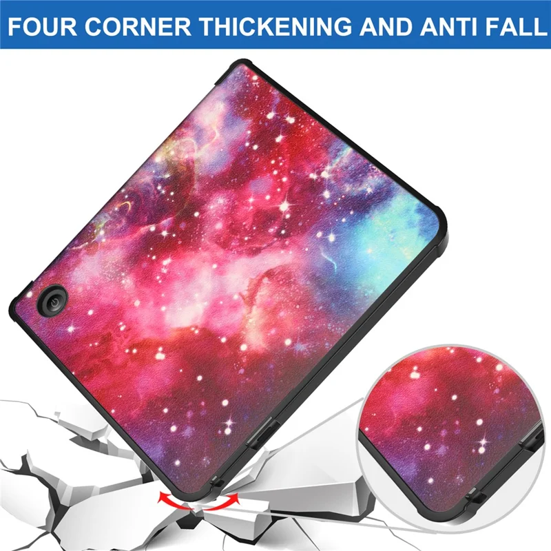 Mønstertrykt Origami ståplade PU læder + TPU hylster med automatisk tænd/sluk til Kobo Sage - Nebula