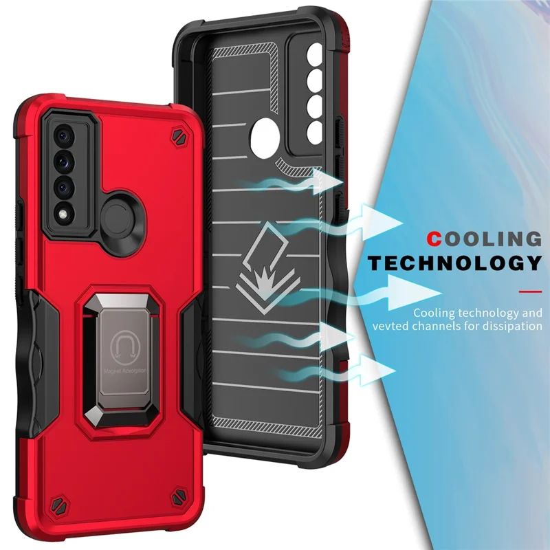 Stripes Non Slip Progettare PC Hard PC + Custodia Per Telefono Protettivo Per Difensore TPU Per TCL 20 XE - Verde Chiaro