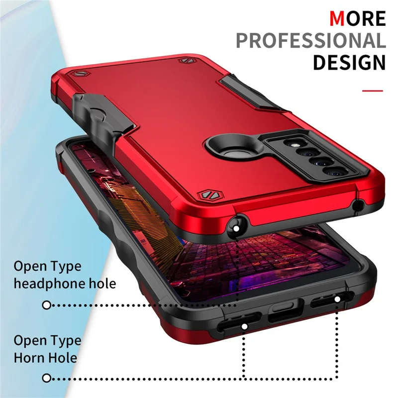 Stripes Non Slip Progettare PC Hard PC + Custodia Per Telefono Protettivo Per Difensore TPU Per TCL 20 XE - Verde Chiaro