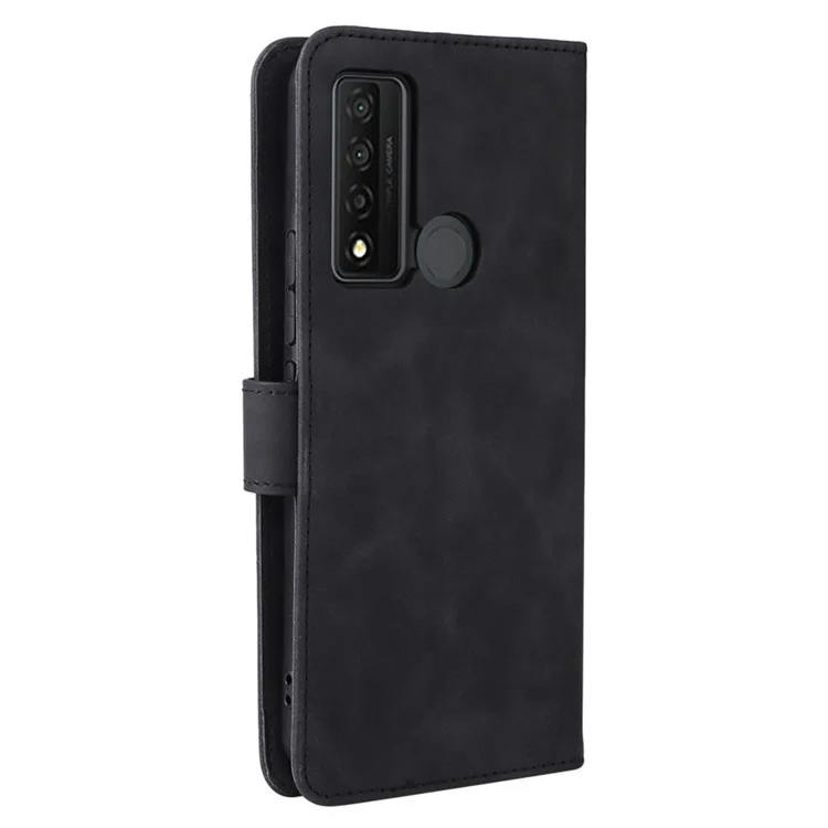 Funda de teléfono móvil con sensación de piel de tacto suave de PU Cuero + Funda de teléfono TPU con soporte y cartera para TCL 20 XE - Negro