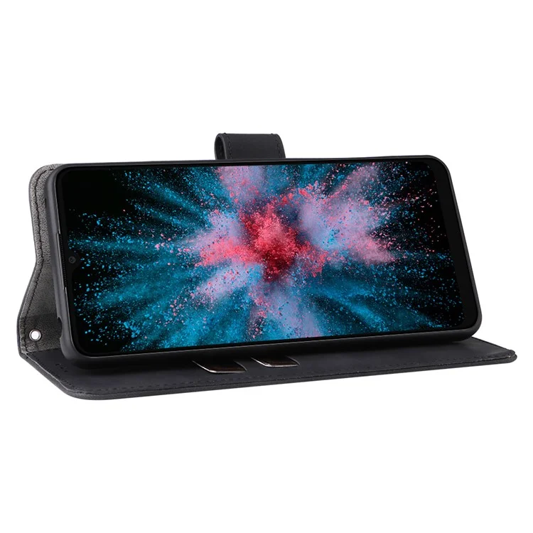 Funda de teléfono móvil con sensación de piel de tacto suave de PU Cuero + Funda de teléfono TPU con soporte y cartera para TCL 20 XE - Negro