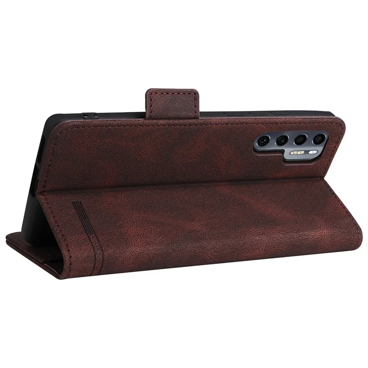 Para TCL 20 Pro 5G PU Caelo Capelo Capa Chumpela Capa Caso Folio Casa Com Palleta de Stand Stand - Café