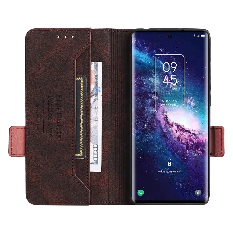 Para TCL 20 Pro 5G PU Caelo Capelo Capa Chumpela Capa Caso Folio Casa Com Palleta de Stand Stand - Café