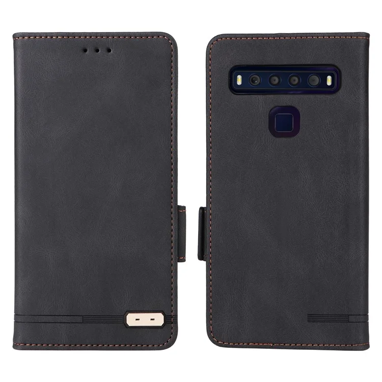 Pour TCL 10l / 10 Lite Hardware Design Stand Magnetic Closing le Cuir Cuir Phone Case Protector Avec Portefeuille - le Noir