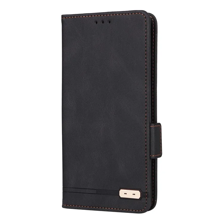 Pour TCL 10l / 10 Lite Hardware Design Stand Magnetic Closing le Cuir Cuir Phone Case Protector Avec Portefeuille - le Noir