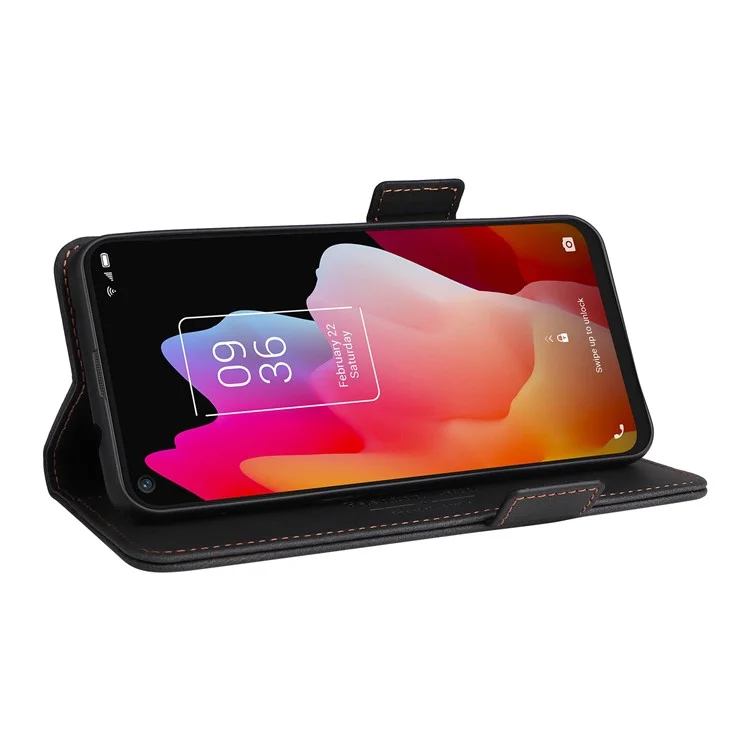 Pour TCL 10l / 10 Lite Hardware Design Stand Magnetic Closing le Cuir Cuir Phone Case Protector Avec Portefeuille - le Noir
