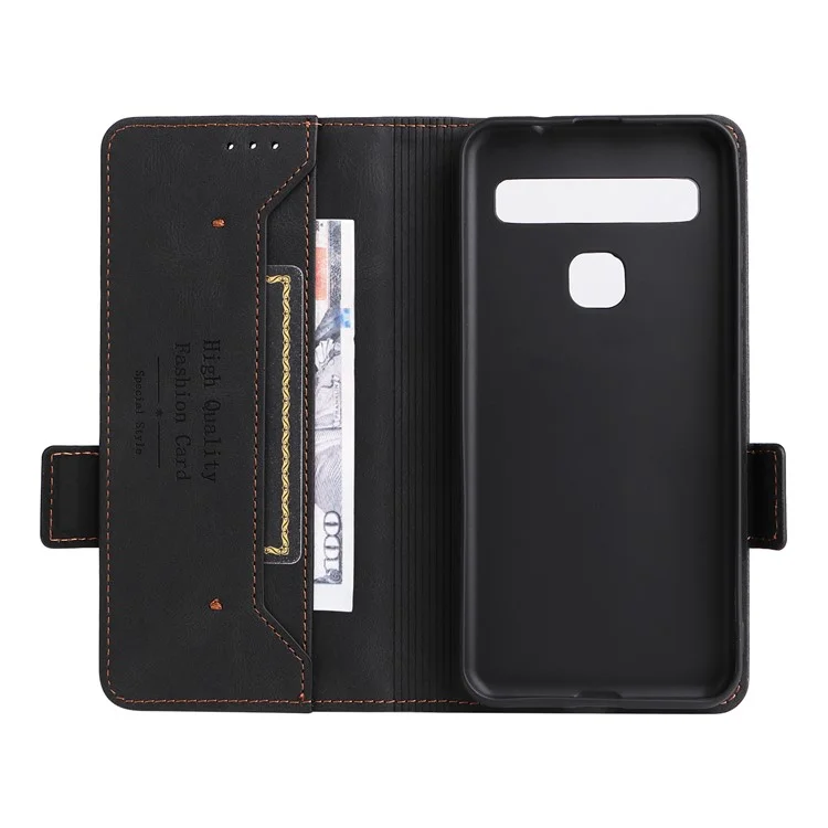 Pour TCL 10l / 10 Lite Hardware Design Stand Magnetic Closing le Cuir Cuir Phone Case Protector Avec Portefeuille - le Noir