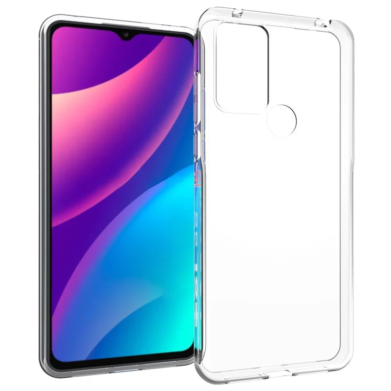 For TCL 305/306/30 SE/30E Transparent Glossy Soft TPU Phone Case Drop-proof Protective Cover