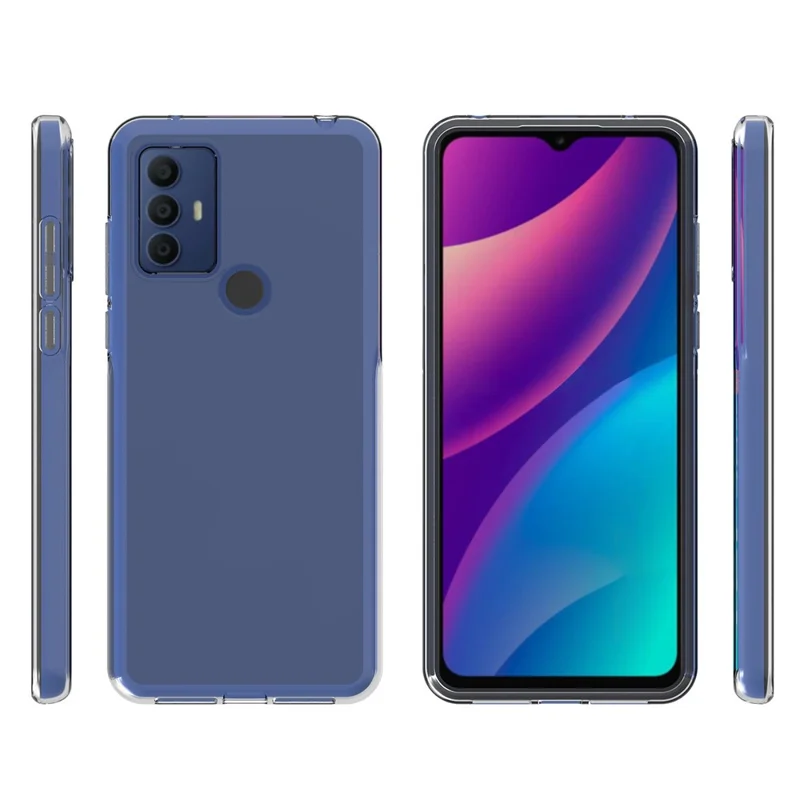 For TCL 305/306/30 SE/30E Transparent Glossy Soft TPU Phone Case Drop-proof Protective Cover