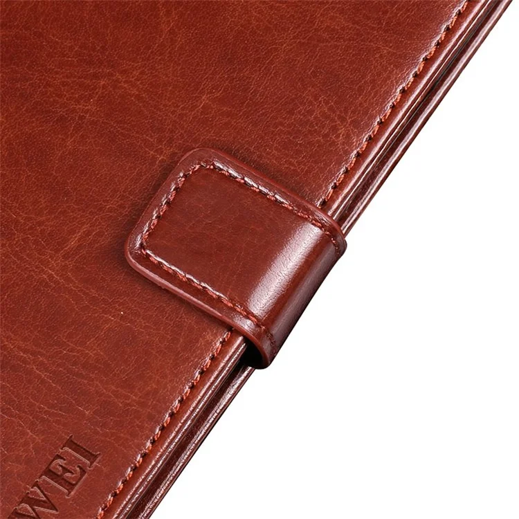 Idewei Pour TCL 30 se / 30e / 305/306 PU Cuir pu Crazy Horse Textured Stand Shockproof TPU Magnetic Protect Book Flip Folio Cover - Brun