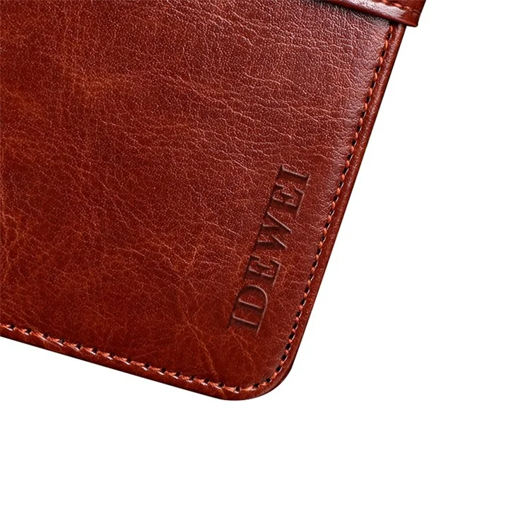 Idewei Pour TCL 30 se / 30e / 305/306 PU Cuir pu Crazy Horse Textured Stand Shockproof TPU Magnetic Protect Book Flip Folio Cover - Brun