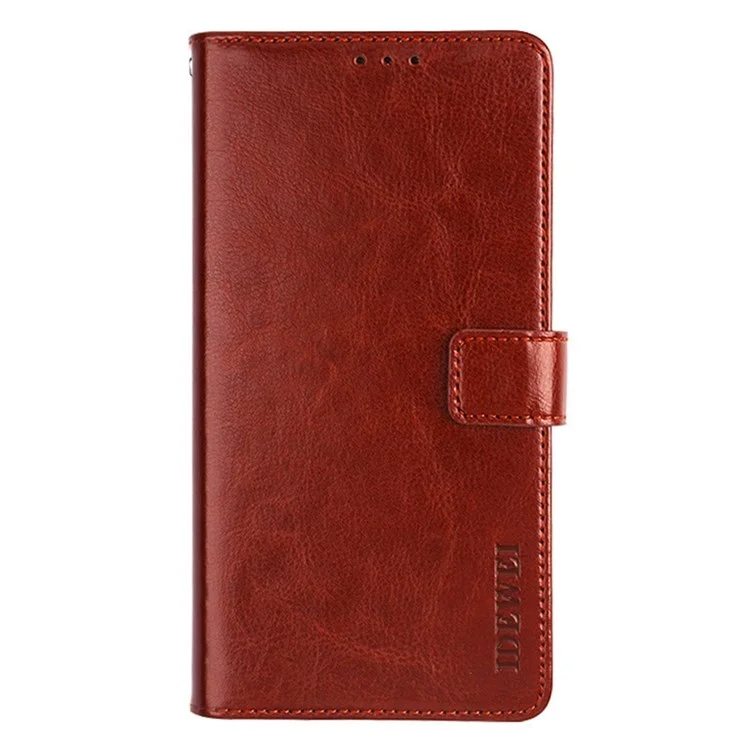Idewei Pour TCL 30 se / 30e / 305/306 PU Cuir pu Crazy Horse Textured Stand Shockproof TPU Magnetic Protect Book Flip Folio Cover - Brun