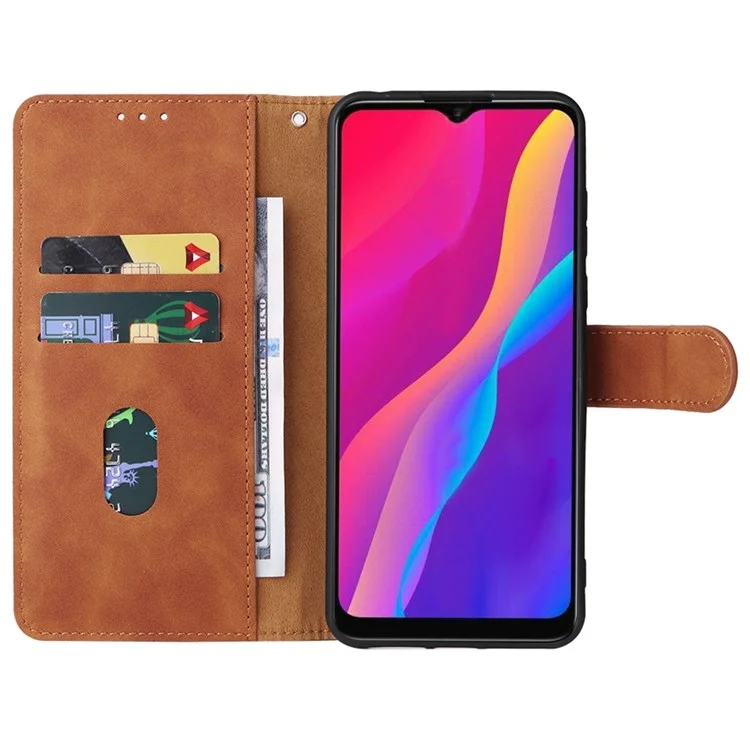 Para TCL 30E/30 SE/305/306 Skin-touch Feeling Phone Case PU Leather Magnetic Clasp Protective Shell with Wallet Stand - Marrón
