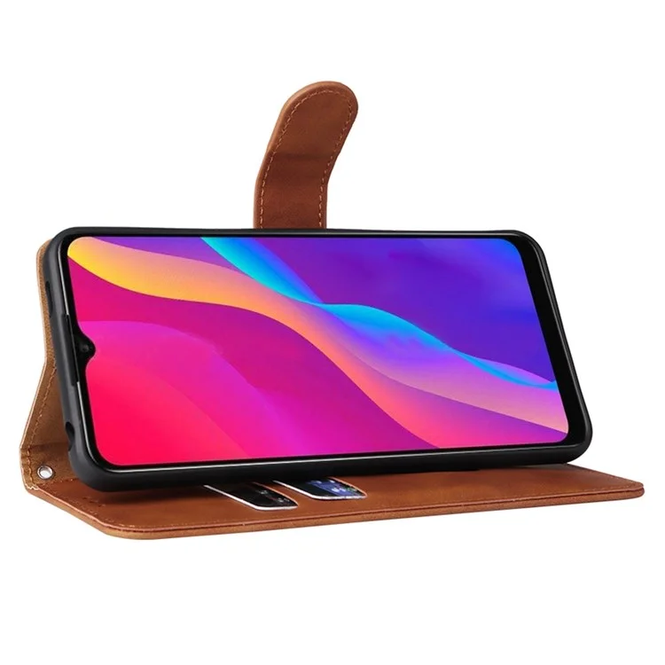Para TCL 30E/30 SE/305/306 Skin-touch Feeling Phone Case PU Leather Magnetic Clasp Protective Shell with Wallet Stand - Marrón