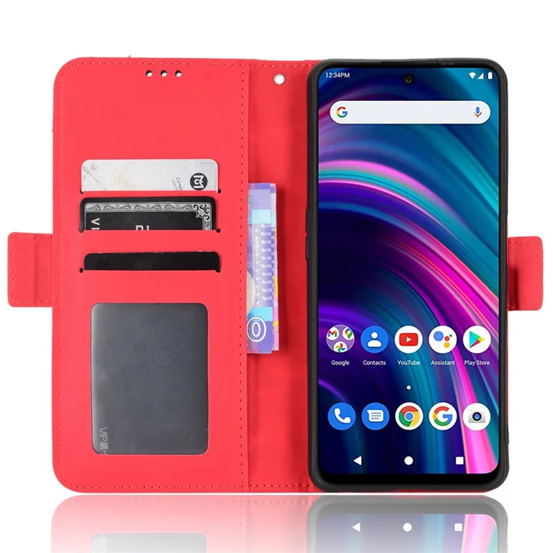 Custodia Per Telefono Più Slot Per Schede Per Blu G91 Max 4G Coperchio PU Resistente All'impatto Con Supporto Per il Portafoglio - Rosso