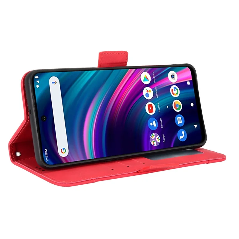 Custodia Per Telefono Più Slot Per Schede Per Blu G91 Max 4G Coperchio PU Resistente All'impatto Con Supporto Per il Portafoglio - Rosso