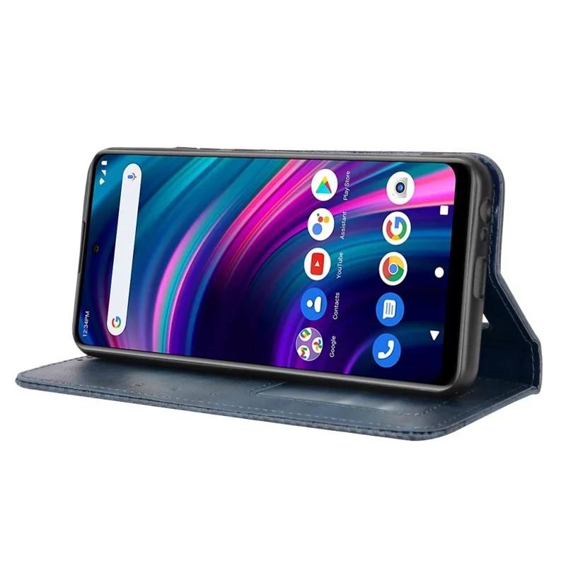 Retro Anti-Fall Phone Case for BLU G71+ 4G Wallet Full Protection Leather Mobile Phone Shell Protector with Stand - Blue