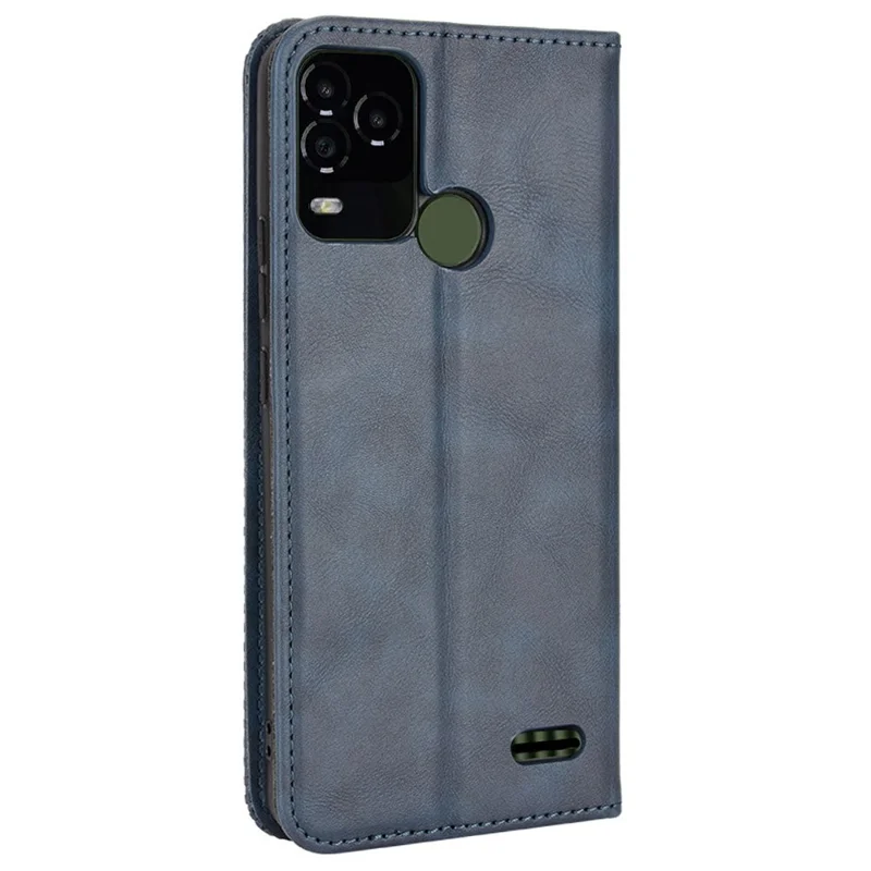 Retro Anti-Fall Phone Case for BLU G71+ 4G Wallet Full Protection Leather Mobile Phone Shell Protector with Stand - Blue