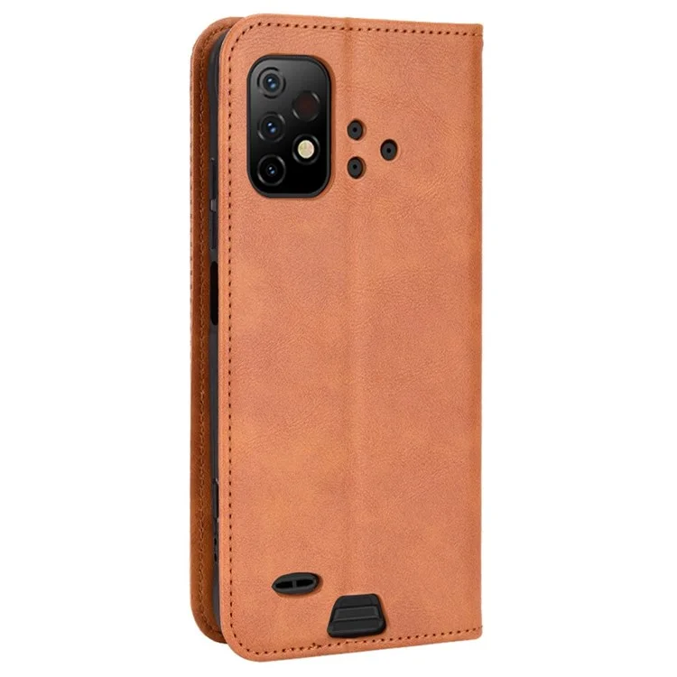 For Umidigi Bison GT2 5G/GT2 Pro 5G Auto-Absorbed Leather Phone Cover Shockproof Folio Flip Case Wallet Folding Stand Phone Accessory - Brown