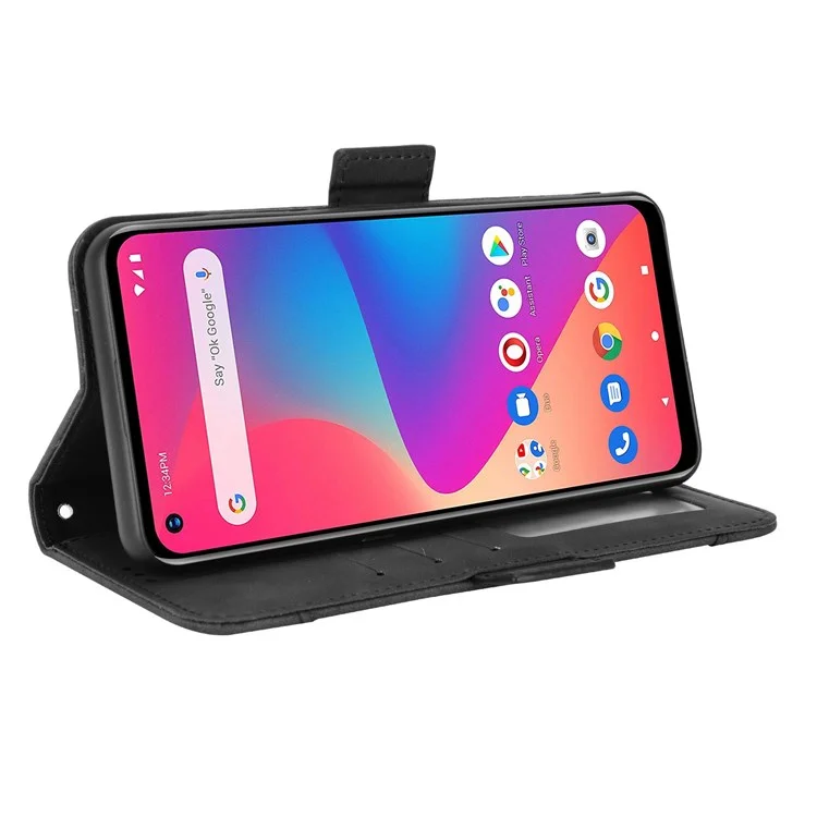 Caixa de Suporte de Slots de Várias Cartas Para Blu G71 4G, PU Leather + TPU Carteira Tampa à Prova de Gota à Prova de Gota - Preto