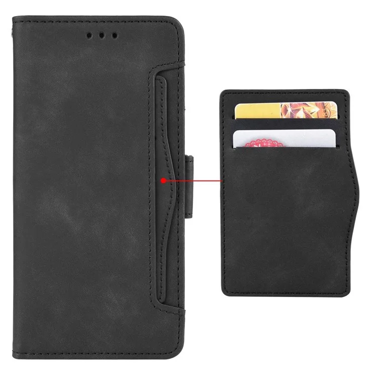 Caixa de Suporte de Slots de Várias Cartas Para Blu G71 4G, PU Leather + TPU Carteira Tampa à Prova de Gota à Prova de Gota - Preto