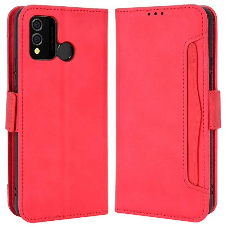 PU Leather Multiple Card Slots Phone Cover for BLU J9L 4G, Full Protection Stand Wallet Protective Case - Red