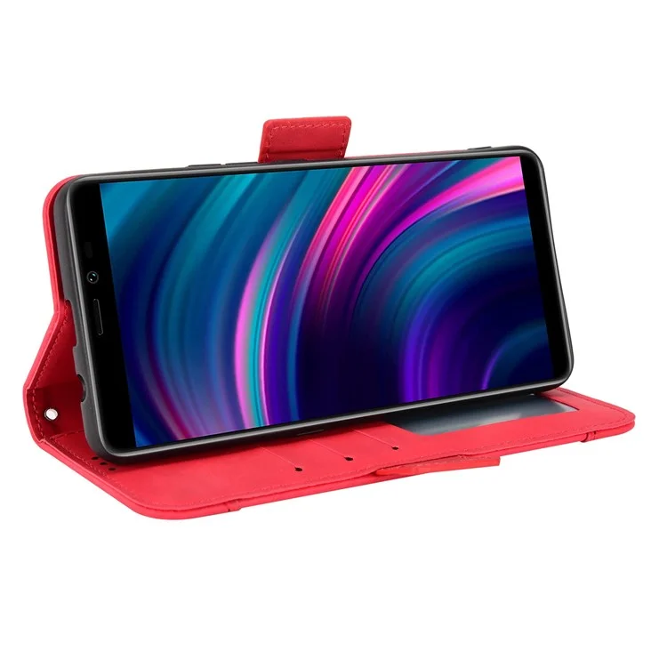 PU Leather Multiple Card Slots Phone Cover for BLU J9L 4G, Full Protection Stand Wallet Protective Case - Red