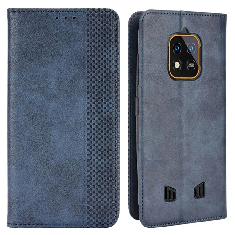 Retro Textur PU Lederstand Hülle Für Oukitel WP18, Magnetische Automatisch Absorbierte Telefonbrieftasche - Blau