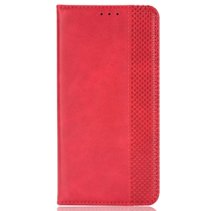 Retro Texture PU Leather Stand Case for Oukitel WP18, Magnetic Auto-absorbed Phone Wallet Cover - Red