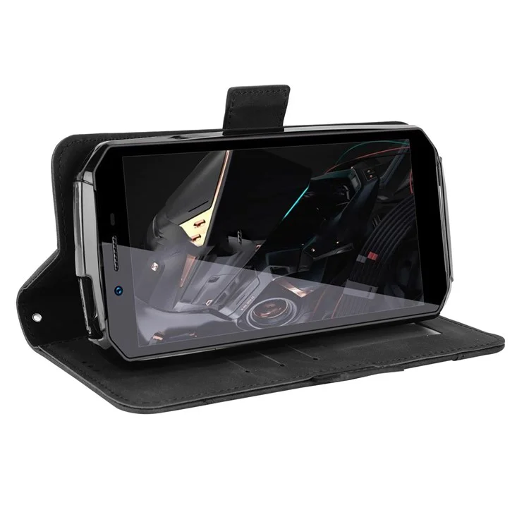 Étui De Téléphone Anti-rayures De Cartes À Cartes Pour Oukitel WP18, Couvercle De Choc Flio En Cuir PU En Cuir PU Avec Portefeuille De Support - Le Noir