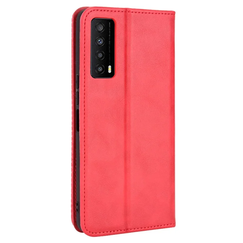 Wallet Stand Retro Texture Leather Case for TCL Stylus 5G, Magnetic Auto Closure Phone Cover - Red