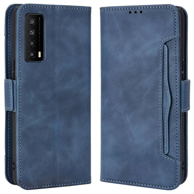 Multiple Card Slots Stand Phone Case for TCL Stylus 5G, Wallet Anti-scratch PU Leather Cover - Blue