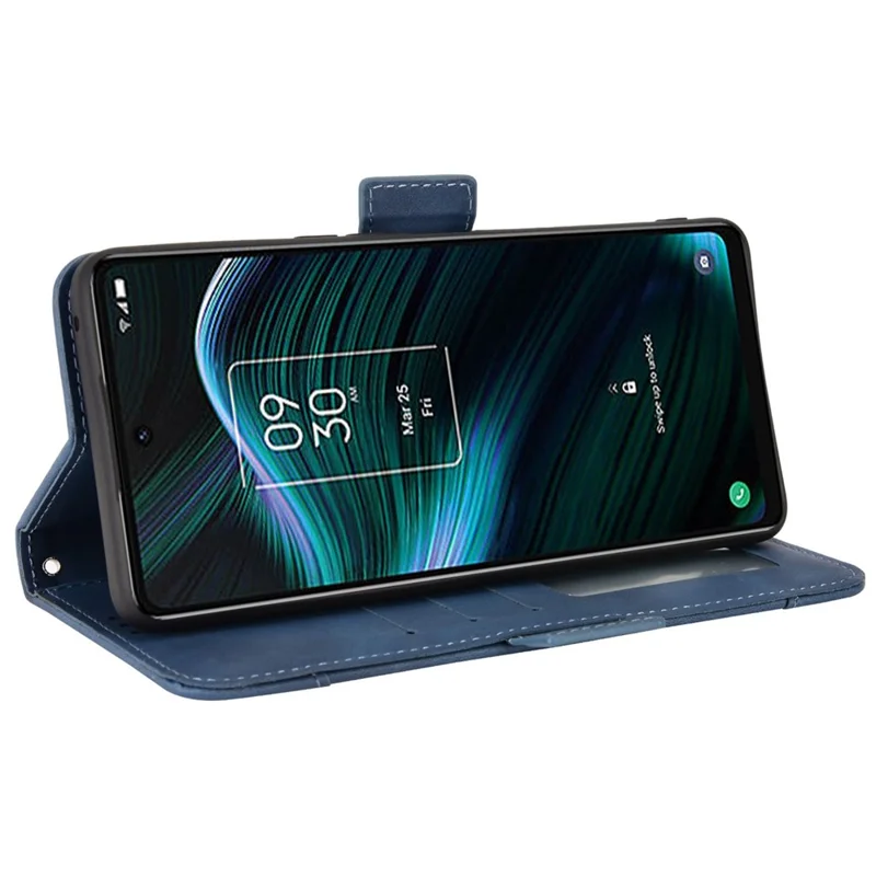Multiple Card Slots Stand Phone Case for TCL Stylus 5G, Wallet Anti-scratch PU Leather Cover - Blue