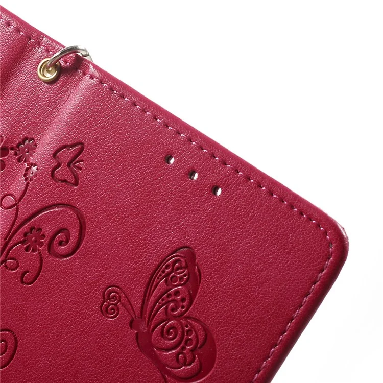 Imprint Flower Stand Leather Shell Case for Leagoo M5 - Rose