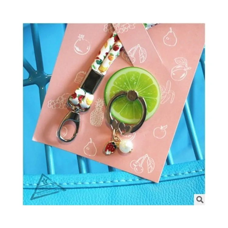 Fruit Shaped Universal Smartphone Finger Ring Holder Stand + Lanyard Kit for iPhone Samsung HTC etc. (Random)