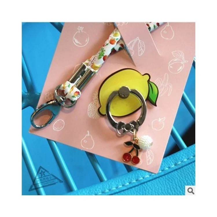 Fruit Shaped Universal Smartphone Finger Ring Holder Stand + Lanyard Kit for iPhone Samsung HTC etc. (Random)