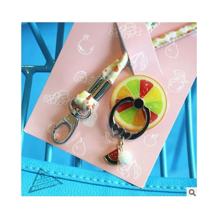 Fruit Shaped Universal Smartphone Finger Ring Holder Stand + Lanyard Kit for iPhone Samsung HTC etc. (Random)