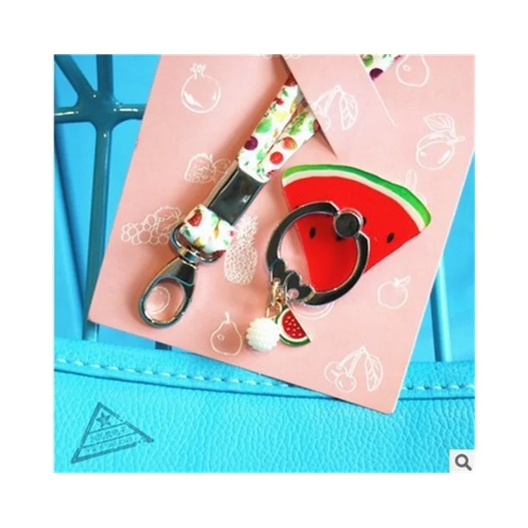 Fruit Shaped Universal Smartphone Finger Ring Holder Stand + Lanyard Kit for iPhone Samsung HTC etc. (Random)