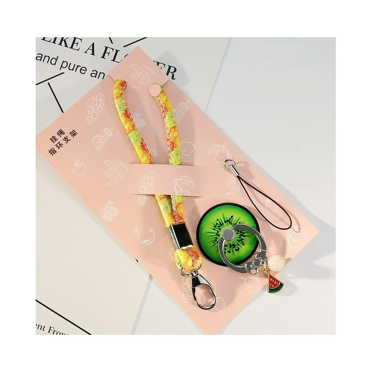 Fruit Shaped Universal Smartphone Finger Ring Holder Stand + Lanyard Kit for iPhone Samsung HTC etc. (Random)