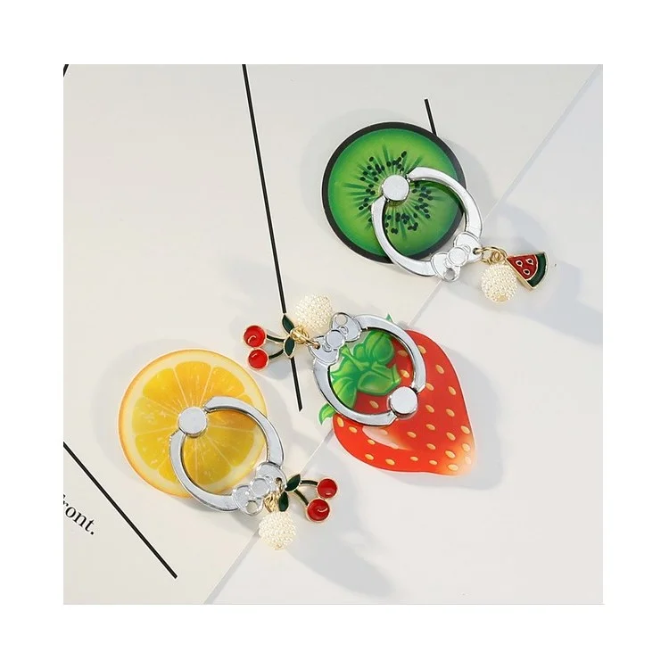 Fruit Shaped Universal Smartphone Finger Ring Holder Stand + Lanyard Kit for iPhone Samsung HTC etc. (Random)
