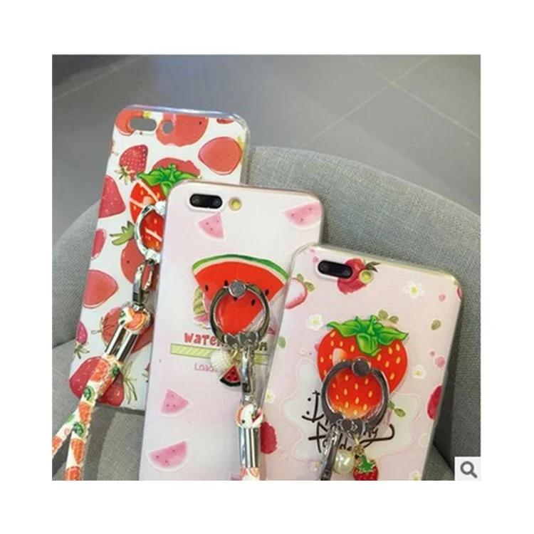 Fruit Shaped Universal Smartphone Finger Ring Holder Stand + Lanyard Kit for iPhone Samsung HTC etc. (Random)