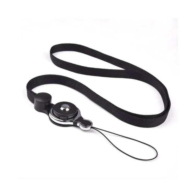 Multi-functional Flat Detachable Nylon Phone Strap Holder 2-in-1 Card Strap - Black