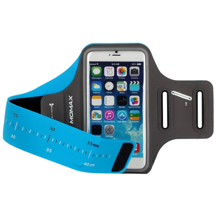 MOMAX XFIT Outdoor Sports Adjustable Lycra Fabric Running Jogging Armbands for iPhone 8 Plus/7 Plus - Blue