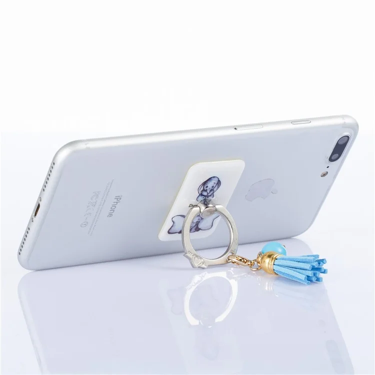 Universal Tassel Ring Grip Holder Smartphone Bracket for iPhone Samsung Huawei - Cute Elephants