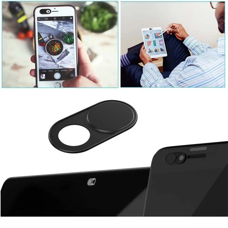 0.03-inch Ultrathin Aluminium Alloy Webcam Cover Privacy Protection for Smartphones Laptop Desktop Etc - Black