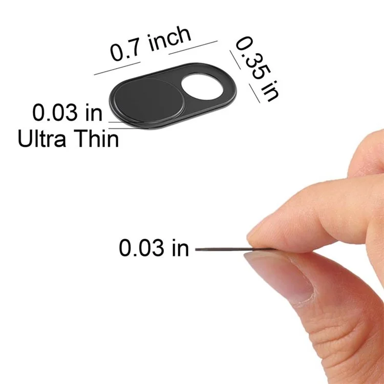 0.03-inch Ultrathin Aluminium Alloy Webcam Cover Privacy Protection for Smartphones Laptop Desktop Etc - Black