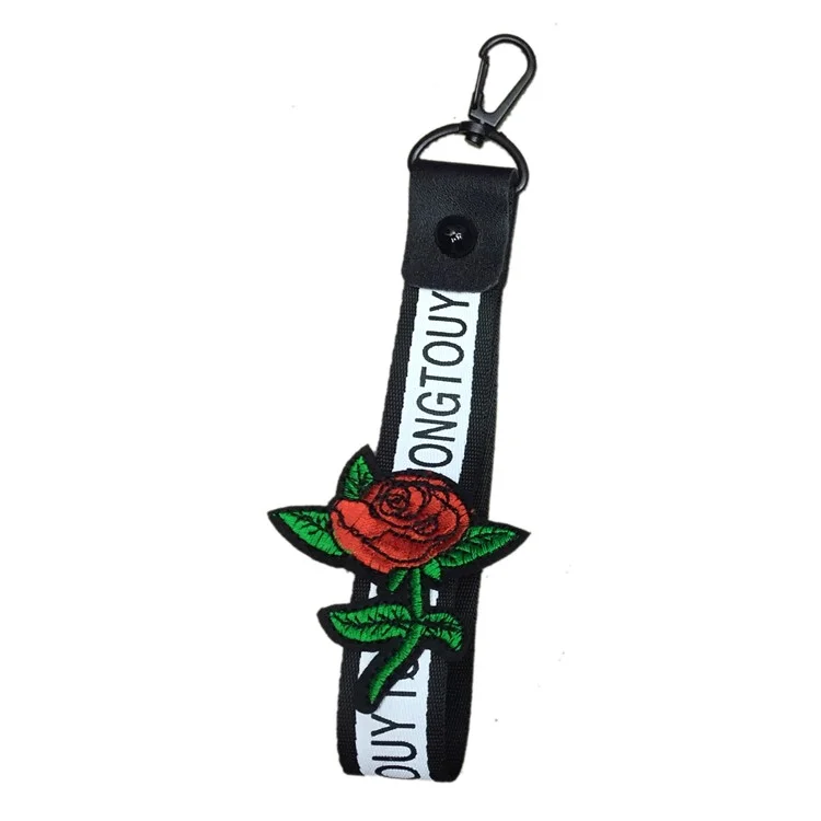 Multi-functional Mobile Phone Strap Wrist Lanyard Badge Holder Key Strap - Black / Rose