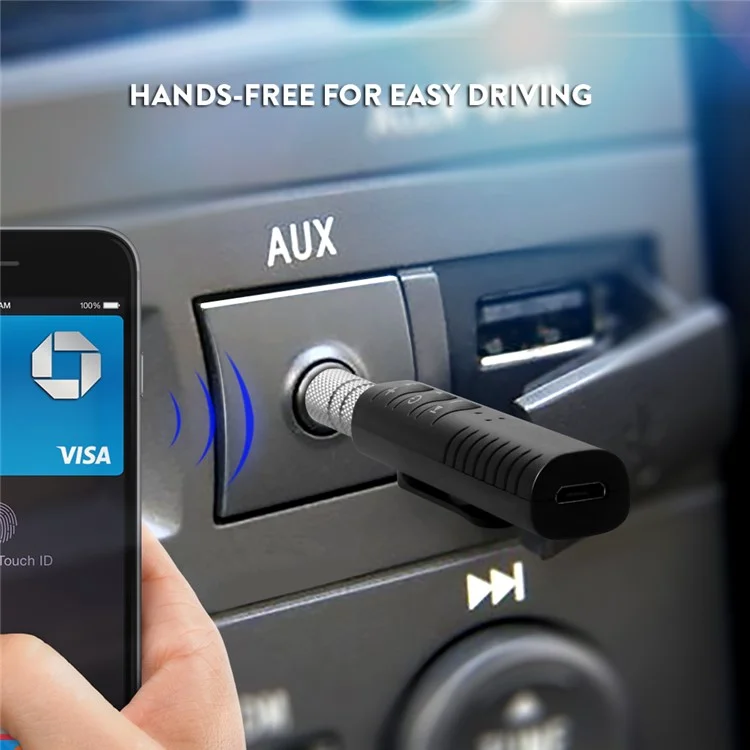 Clip-on 3.5mm Jack Bluetooth Music Receiver Car Audio Receiver Adapter for Headphone Home Car Stereo